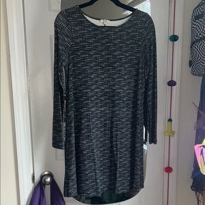 Long-Sleeve Black Heathered Mini Dress